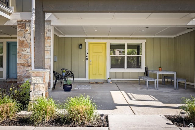 1348 Fiddich Glen Ln, Park City, UT 84098 - doorway to property with stone siding and a porch