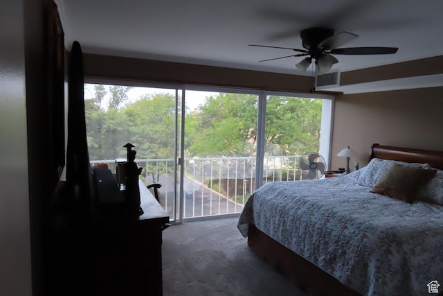 1785 29th Unit 301, Ogden, UT 84403 - bedroom with carpet floors, access to exterior, and a ceiling fan