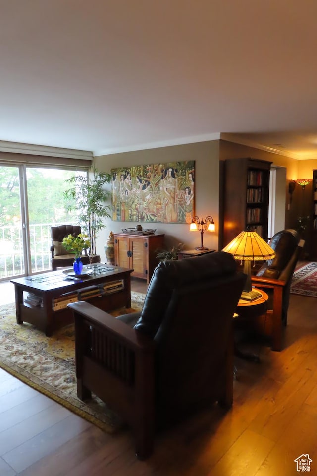 1785 29th Unit 301, Ogden, UT 84403 - living area with wood-type flooring and ornamental molding