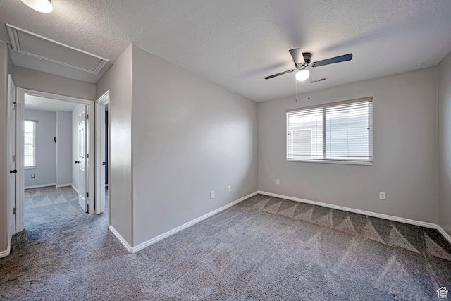 5961 W Chiswick Ct, West Jordan, UT 84081 - spare room with carpet, a ceiling fan, and a textured ceiling