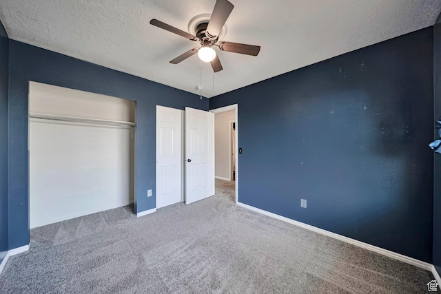 5961 W Chiswick Ct, West Jordan, UT 84081 - unfurnished bedroom with carpet, a closet, ceiling fan, and a textured ceiling