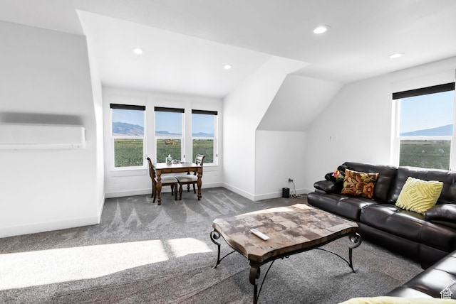 1952 N Sr 118, Monroe, UT 84754 - carpeted living area featuring recessed lighting, vaulted ceiling, and a wall mounted air conditioner