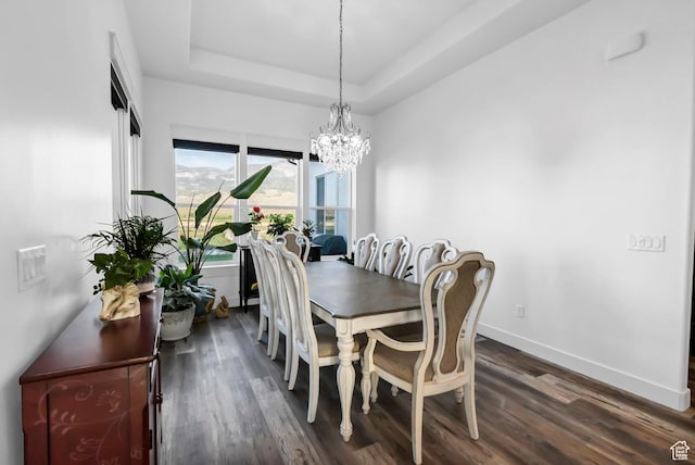 1952 N Sr 118, Monroe, UT 84754 - dining room with a tray ceiling, a chandelier, and dark wood-style floors