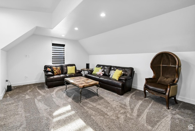 1952 N Sr 118, Monroe, UT 84754 - living area with vaulted ceiling, carpet flooring, and recessed lighting