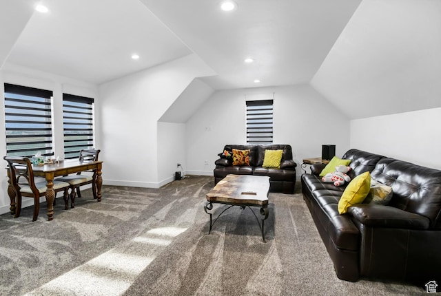1952 N Sr 118, Monroe, UT 84754 - carpeted living room featuring vaulted ceiling and recessed lighting