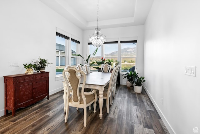 1952 N Sr 118, Monroe, UT 84754 - dining room featuring a chandelier, plenty of natural light, a tray ceiling, and dark wood-type flooring