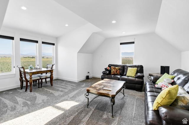 1952 N Sr 118, Monroe, UT 84754 - living room featuring lofted ceiling, healthy amount of natural light, carpet, and recessed lighting