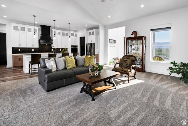 1952 N Sr 118, Monroe, UT 84754 - carpeted living area featuring recessed lighting and lofted ceiling