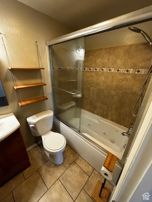 1192 W 4365 S Unit 1C, Salt Lake City, UT 84123 - bathroom with tile patterned floors, vanity, and a combined bath / shower with jetted tub