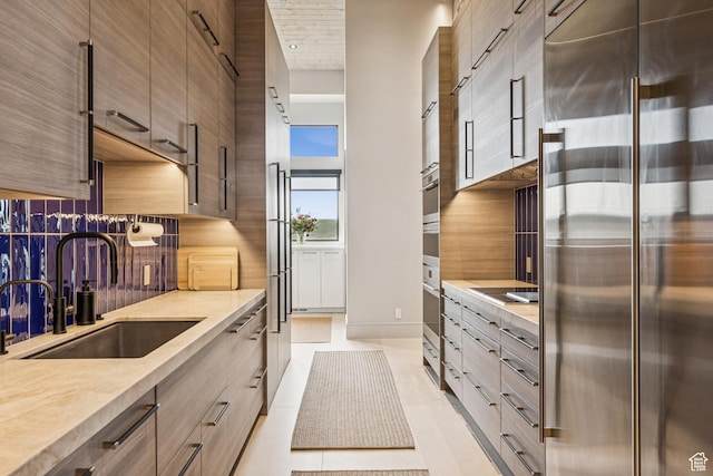 9156 N Sleeping Rock Cir, Kamas, UT 84036 - kitchen featuring stainless steel built in refrigerator and modern cabinets