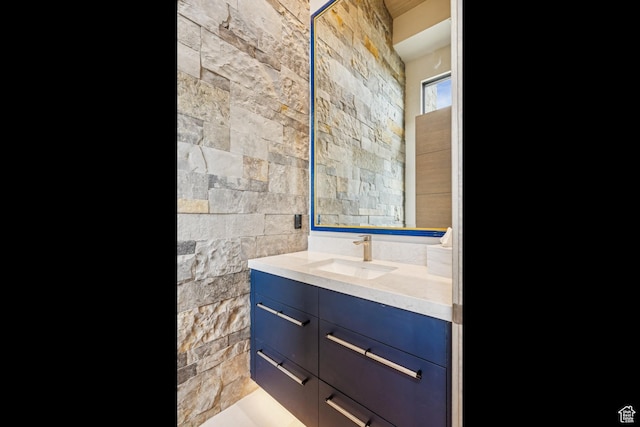 9156 N Sleeping Rock Cir, Kamas, UT 84036 - bathroom with vanity and tile walls