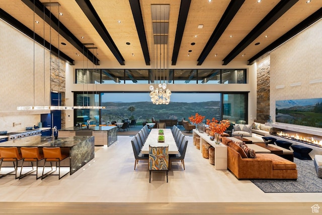 9156 N Sleeping Rock Cir, Kamas, UT 84036 - community lobby with beamed ceiling and a high ceiling