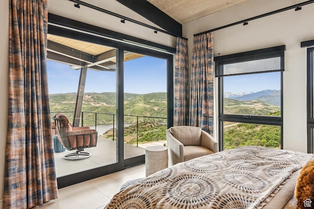 9156 N Sleeping Rock Cir, Kamas, UT 84036 - bedroom featuring tile patterned flooring and a mountain view