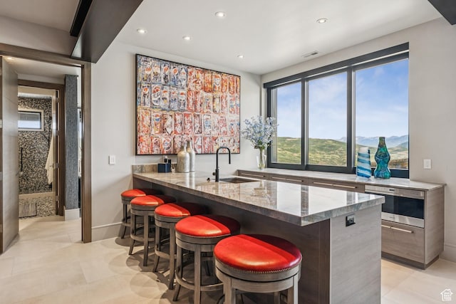 9156 N Sleeping Rock Cir, Kamas, UT 84036 - indoor bar with light tile patterned floors and recessed lighting