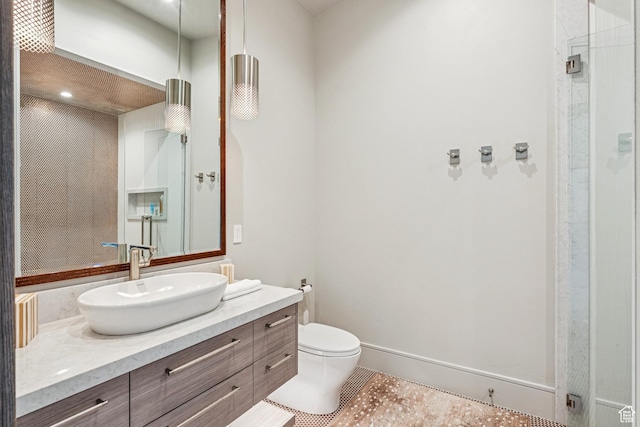 9156 N Sleeping Rock Cir, Kamas, UT 84036 - full bath with vanity, tile patterned floors, and a shower with shower door