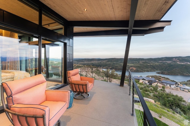 9156 N Sleeping Rock Cir, Kamas, UT 84036 - patio / terrace with a water and mountain view