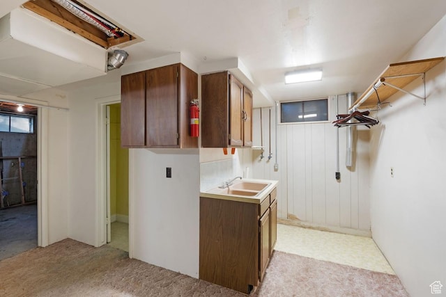 961 Hillview Rd, Brigham City, UT 84302 - below grade area with a sink and light carpet