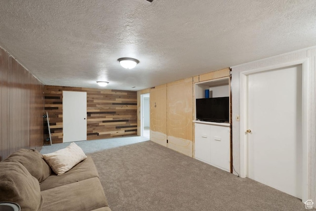 961 Hillview Rd, Brigham City, UT 84302 - carpeted living area with wooden walls and a textured ceiling