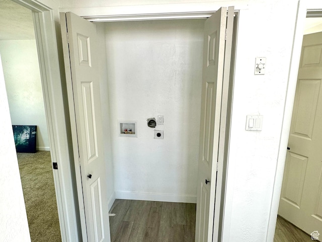 448 N 900 W, Salt Lake City, UT 84116 - laundry room with hookup for an electric dryer, hookup for a washing machine, and dark wood finished floors