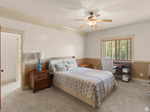 2618 W Mountain Rd, Tremonton, UT 84337 - carpeted bedroom featuring a ceiling fan and crown molding