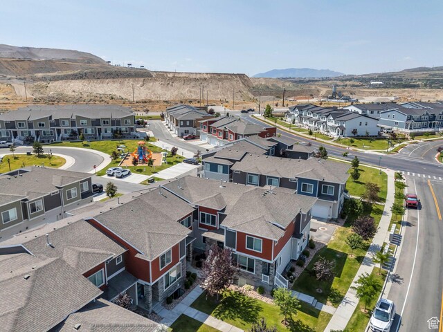 1052 W Azul Meadows Way S, Bluffdale, UT 84065 - aerial perspective of suburban area featuring a mountain backdrop