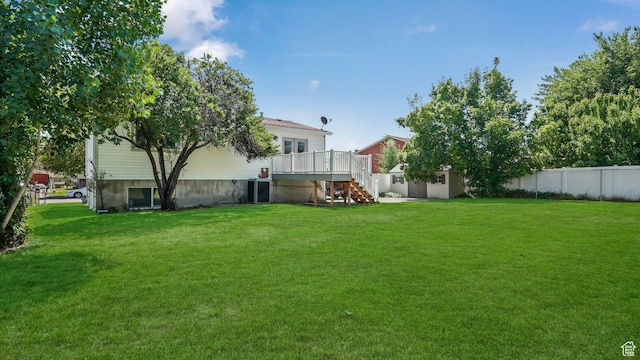6568 S 5180 W, West Jordan, UT 84081 - view of yard with stairway, a wooden deck, and a shed