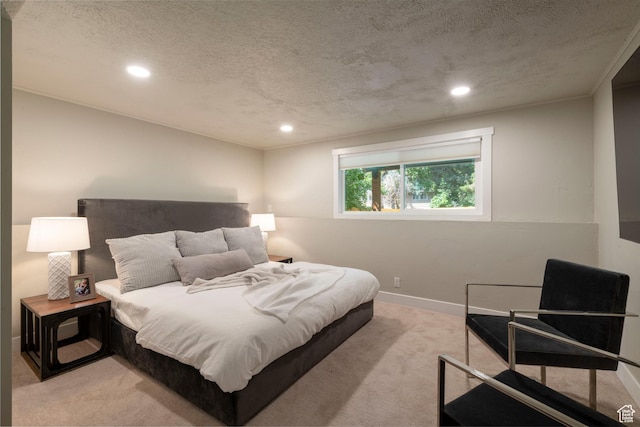 3603 E Macintosh Ln, Cottonwood Heights, UT 84121 - bedroom with light colored carpet, recessed lighting, and a textured ceiling