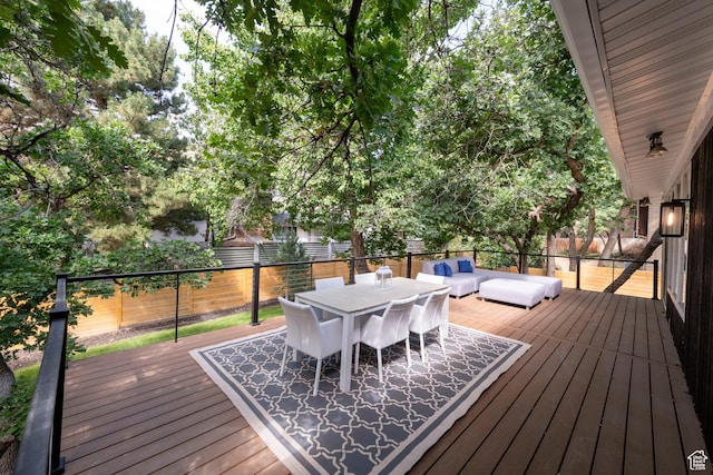 3603 E Macintosh Ln, Cottonwood Heights, UT 84121 - wooden deck with a fenced backyard and outdoor dining space