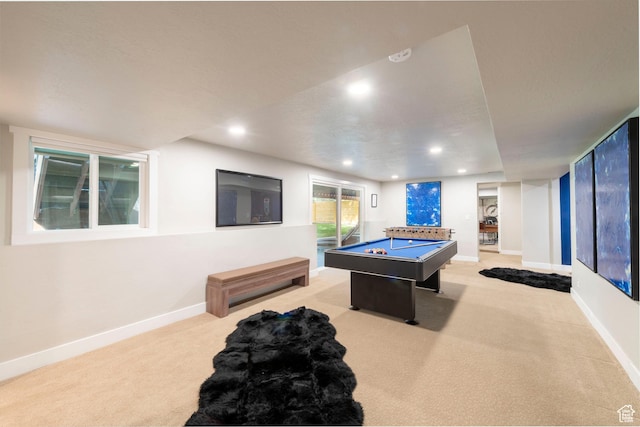 3603 E Macintosh Ln, Cottonwood Heights, UT 84121 - rec room featuring pool table, light colored carpet, and recessed lighting