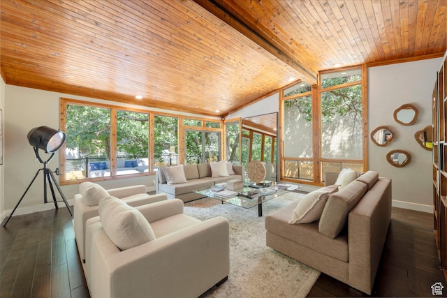 3603 E Macintosh Ln, Cottonwood Heights, UT 84121 - living room with wooden ceiling and dark wood-style flooring