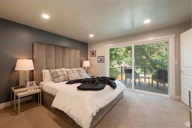 3603 E Macintosh Ln, Cottonwood Heights, UT 84121 - carpeted bedroom featuring access to exterior, recessed lighting, and a textured ceiling