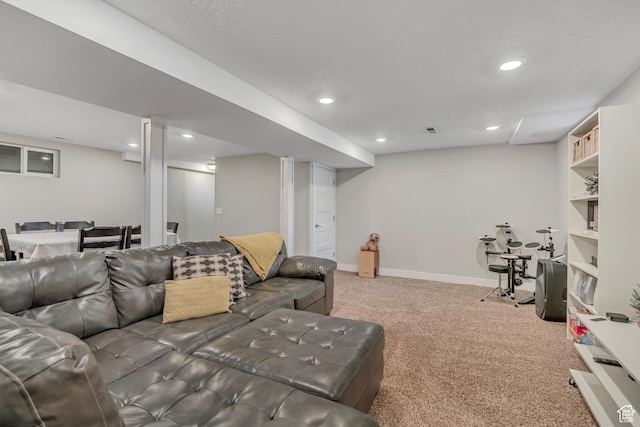 1895 E Brookhill Dr, Cottonwood Heights, UT 84121 - carpeted living area featuring recessed lighting