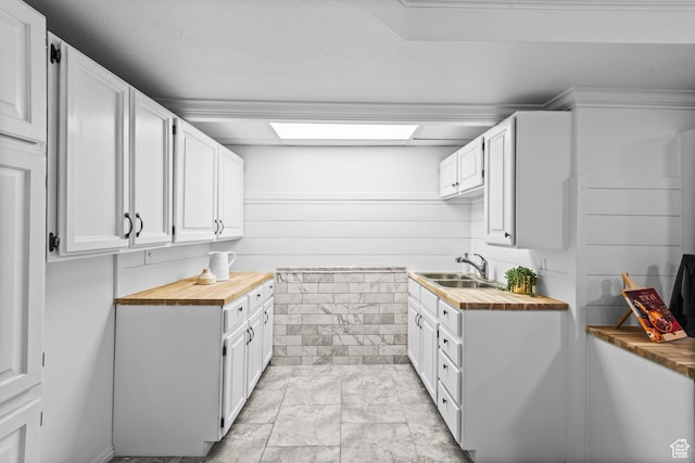 11362 S Mariposa Way E, Sandy, UT 84094 - kitchen featuring butcher block countertops and white cabinets