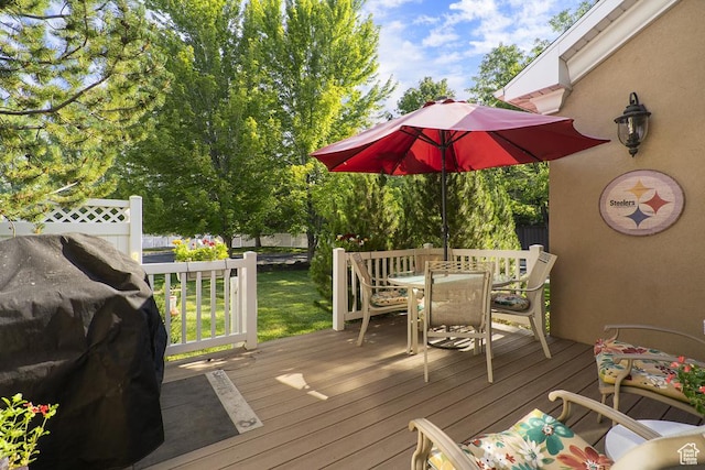 4470 S Snowmass Ct, Millcreek, UT 84124 - wooden terrace featuring outdoor dining area and area for grilling