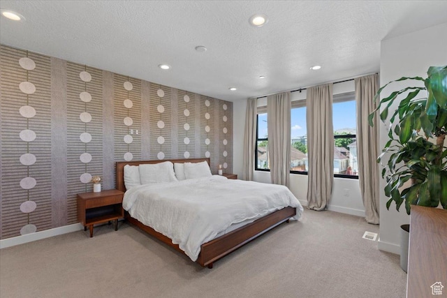 537 S 500 E Unit 106, Salt Lake City, UT 84102 - bedroom featuring wallpapered walls, recessed lighting, carpet flooring, and a textured ceiling
