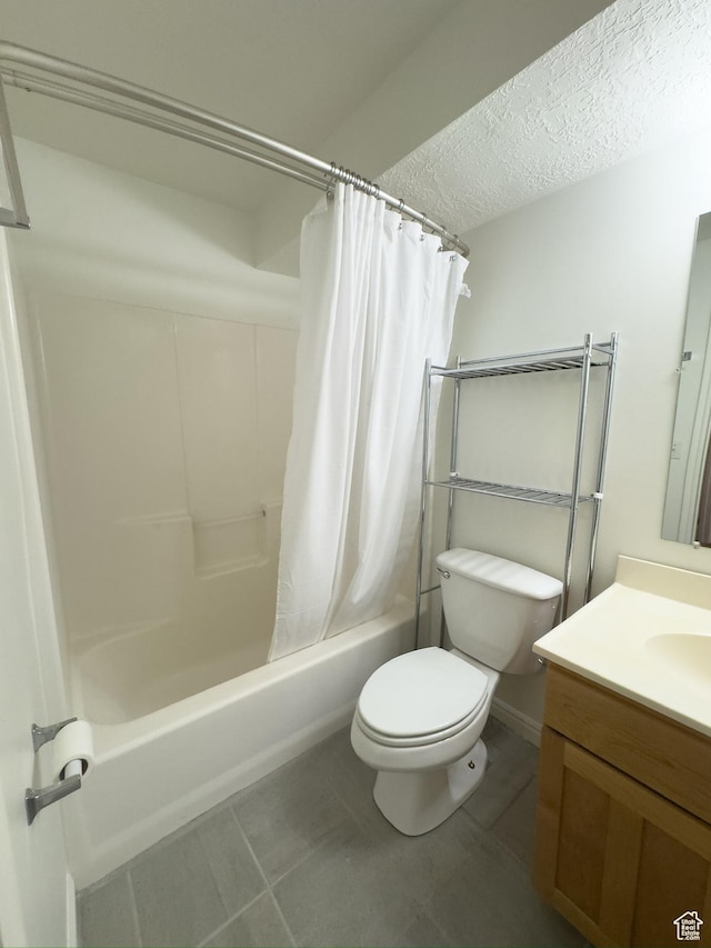 841 E 8600 S, Sandy, UT 84094 - full bathroom with vanity, shower / tub combo, a textured ceiling, and tile patterned flooring