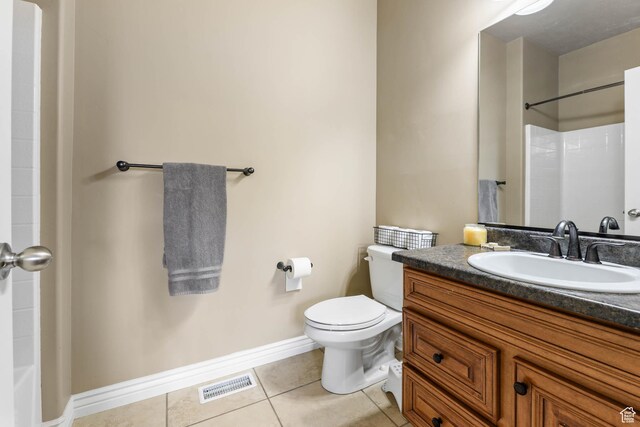 14346 S Fort Duchesne Cv, Herriman, UT 84096 - full bath with tile patterned floors, vanity, and a shower