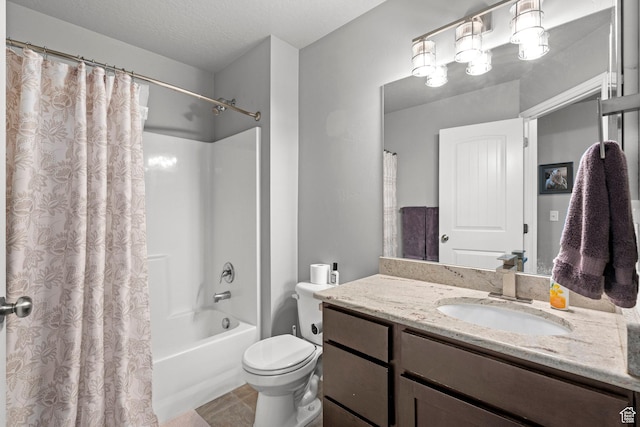 3733 N Prairie Grass Dr W, Lehi, UT 84043 - bathroom with vanity, shower / bathtub combination with curtain, tile patterned floors, and a textured ceiling