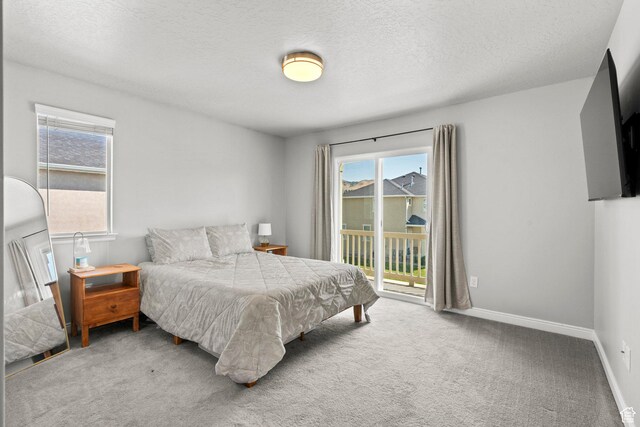 3733 N Prairie Grass Dr W, Lehi, UT 84043 - bedroom with access to outside, carpet floors, and a textured ceiling