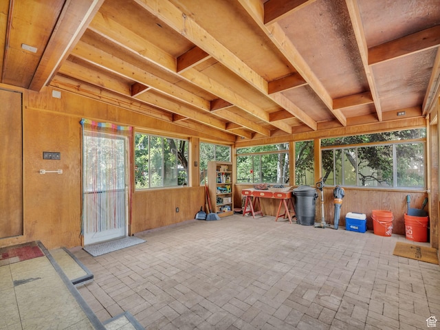 4341 S Larson Way E, Holladay, UT 84124 - unfurnished sunroom with wooden walls
