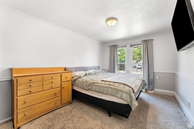2601 N 720 W, Clinton, UT 84015 - bedroom featuring a textured ceiling, light carpet, and crown molding