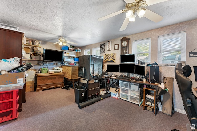 2601 N 720 W, Clinton, UT 84015 - carpeted office featuring a ceiling fan and a textured ceiling