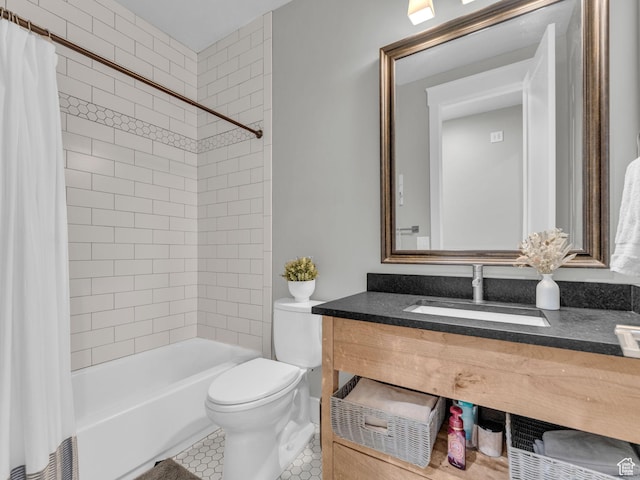 485 Parkview Dr, Summit Park, UT 84098 - bathroom featuring vanity, shower / tub combo with curtain, and tile patterned flooring