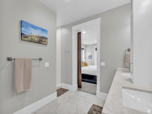 485 Parkview Dr, Summit Park, UT 84098 - full bath featuring connected bathroom, double vanity, recessed lighting, and walk in shower