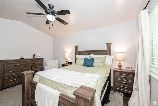 4922 S 2925 W, Roy, UT 84067 - bedroom featuring vaulted ceiling, a ceiling fan, and carpet