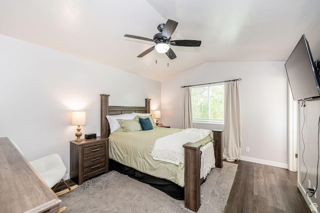 4922 S 2925 W, Roy, UT 84067 - bedroom with lofted ceiling, wood finished floors, and a ceiling fan