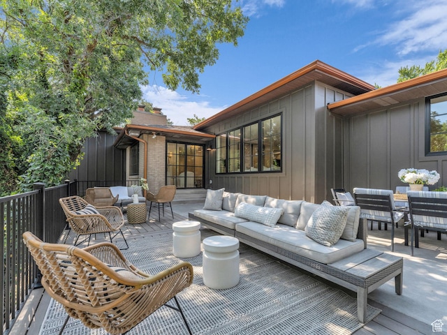 1499 E River Oaks Dr, Sandy, UT 84093 - wooden deck featuring outdoor lounge area and outdoor dining area