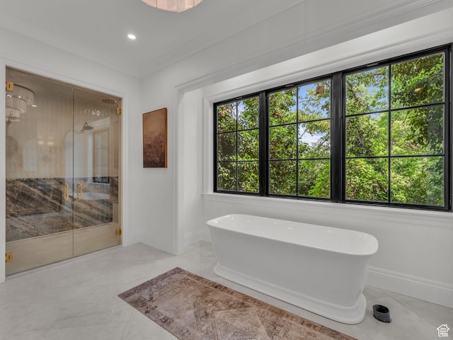 1499 E River Oaks Dr, Sandy, UT 84093 - bathroom featuring a stall shower, a freestanding bath, and recessed lighting