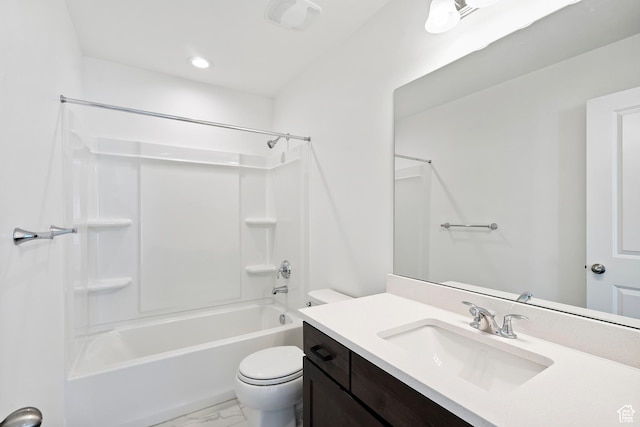 6941 W Farnsworth Peak Dr S Unit 316, West Jordan, UT 84081 - bathroom featuring vanity,  shower combination, marble look tile flooring, and recessed lighting
