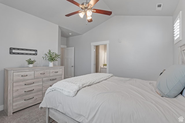 14642 S Mckellen Dr Unit C303, Herriman, UT 84096 - bedroom with light carpet, lofted ceiling, ensuite bath, and ceiling fan